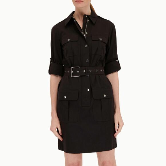 Michael Kors Black Belted Utility Shirtdress EUC Plus Size 2X - Picture 1 of 3